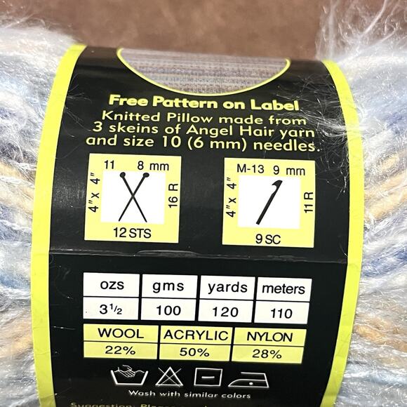 Sensations Angel Hair Stripes Yarn Blue Taupe Stripes Wool Blend Lot of 2 Skeins - Picture 3 of 5